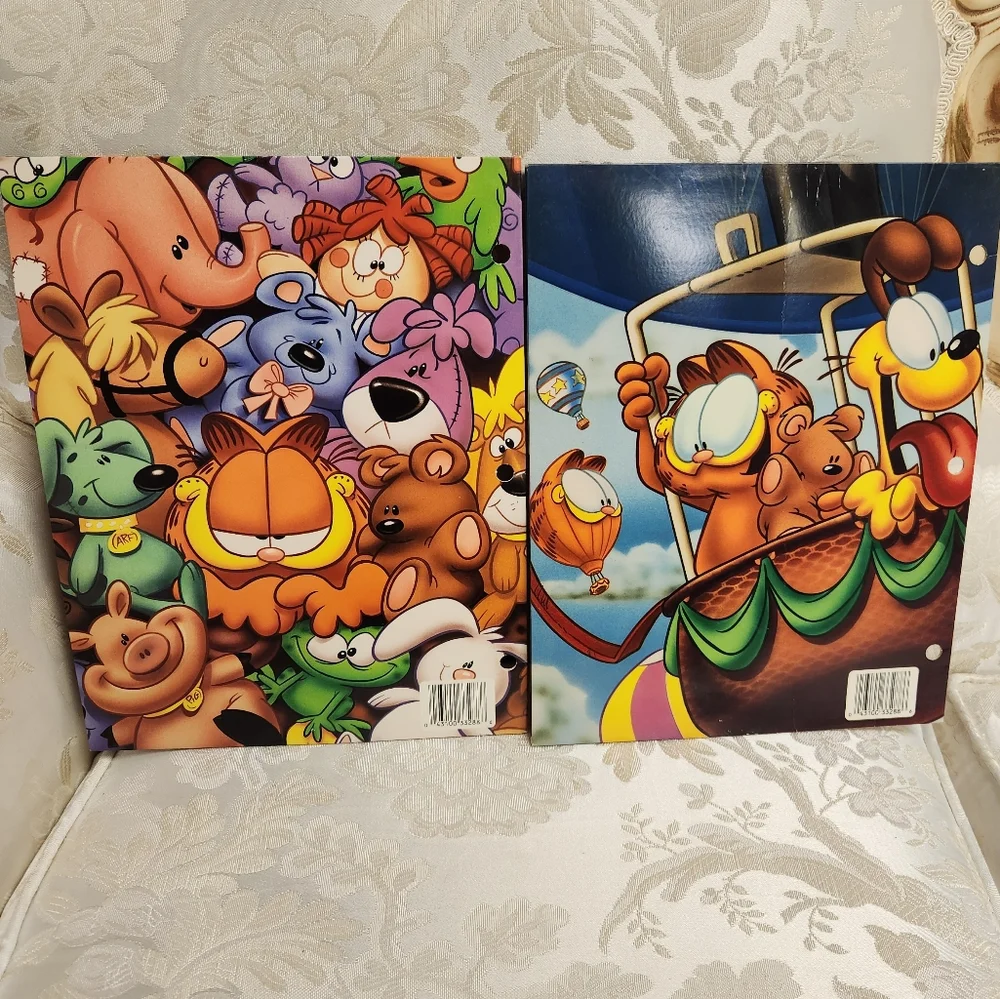 Vintage Y2K Garfield Portfolio 2 pocket Folders Jim Davis retro vintage